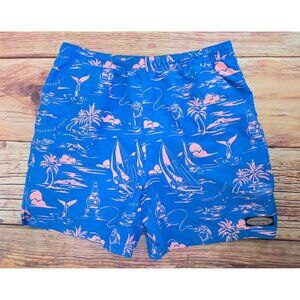 Vineyard Vines Men's Blue & Orange Swim Trunks Medium
